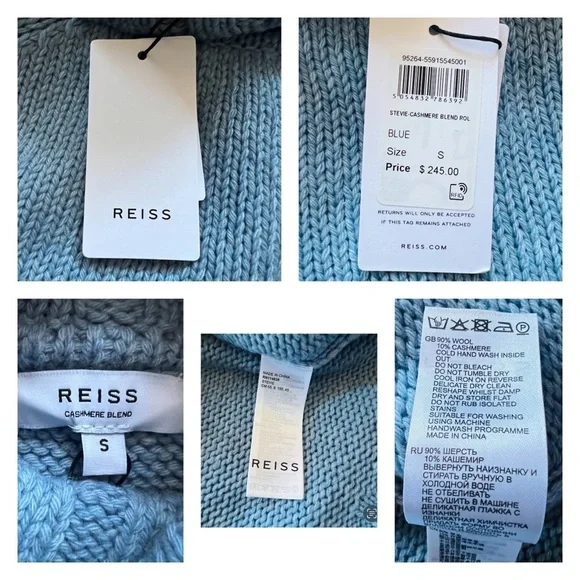 New! REISS London “Stevie” Wool Cashmere Blend Relaxed Sweater - Picture 11 of 11